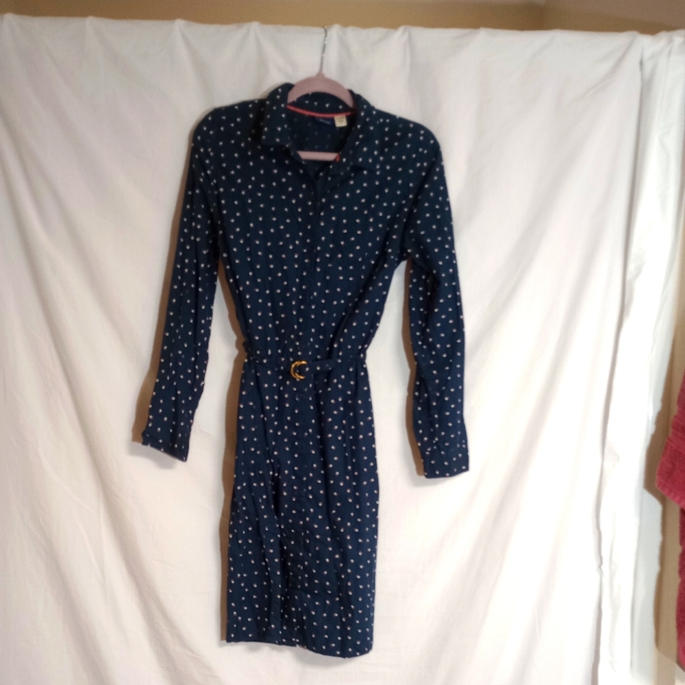 Navy Polka Dot Shirt Dress